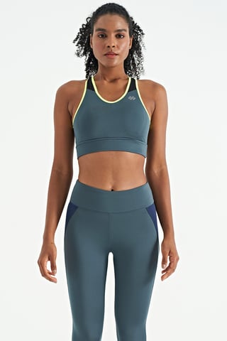 Figurbetontes U-Ausschnitt Gestricktes Sport-Crop-Top