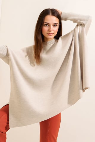 Oversized Halbsteher-Langarm-Strickpullover