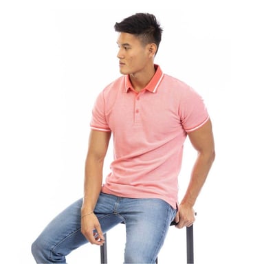 Peter Werth - Poloshirt für Herren, Strukturiert, kurzärmlig (Pink)