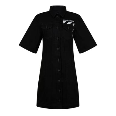 Off White - Hemdblusenkleid für Damen, Denim (Schwarz/Weiß)