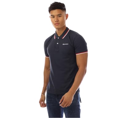 Aquascutum - Poloshirt für Herren, Schmal, kurzärmlig (Marine/Weiß)