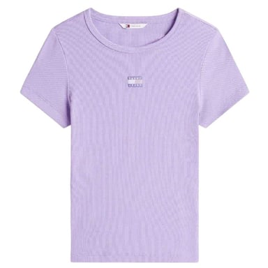Tommy Jeans - T-Shirt für Damen, gerippt, Regulär (Violett)