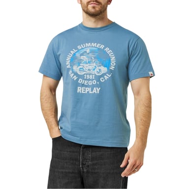 Replay - T-Shirt für Herren, Baumwolle, Regulär (Blau)