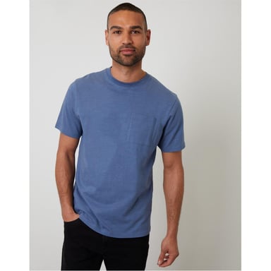 Threadbare - T-Shirt für Herren, Brusttasche, Regulär (Jeansblau)