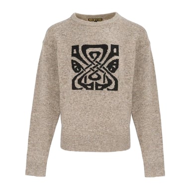 Biba - Pullover für Damen, Jacquard, Feier (Beige/Schwarz)