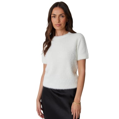 Threadbare - Pullover Top für Damen, Jerseyware, Regulär, kurzärmlig (Weiß)