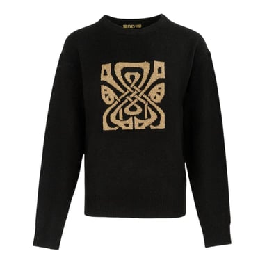 Biba - Pullover für Damen, Jacquard, Feier (Schwarz/Gold)