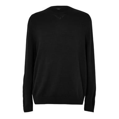 Armani Exchange - Pullover für Herren/Damen Unisex, Rundhalsausschnitt, Langärmlig (Schwarz)