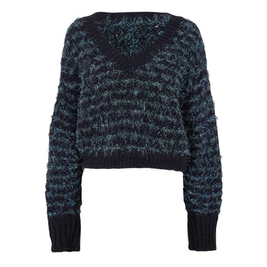 Boss - Pullover Top für Damen, Metallischer Thread, Regulär, Langärmlig (Schwarz Mischung)