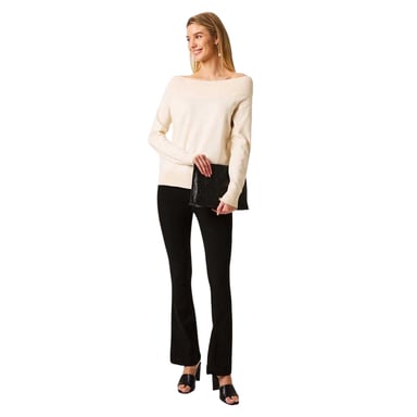 Biba - Pullover für Damen, Schulterfrei, Jerseyware (Weißkappe Grau)