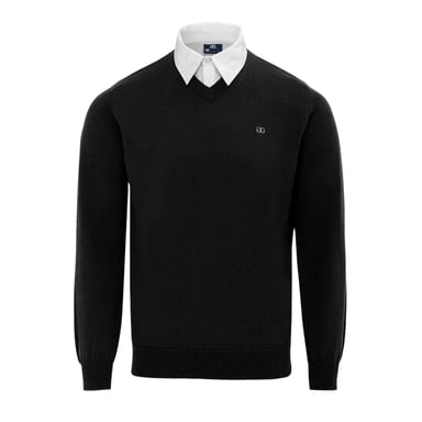 Giorgio - Pullover für Herren, V-Ausschnitt, Jerseyware (Schwarz)