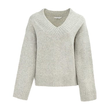Miso - Pullover für Damen, V-Ausschnitt, Jerseyware (Grau)