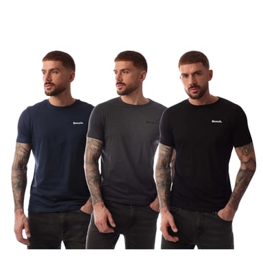 Bench - T-Shirt für Herren, Baumwolle (3er-Pack) (Marine/Grau/Schwarz)