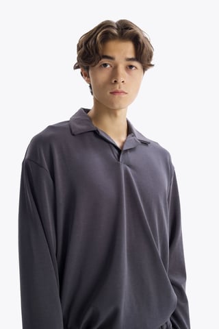 Herren Langarm Polo-Kragen T-Shirt