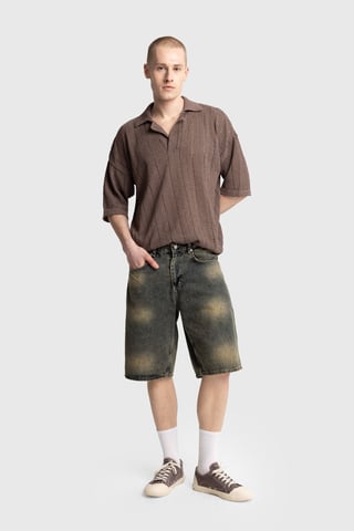 Herren Relaxed Baumwolle Struktur Polo T-Shirt