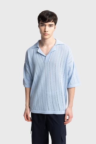 Herren Relaxed Baumwoll Struktur Polo T-Shirt