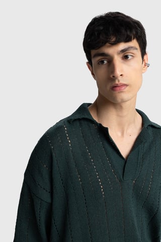 Herren Relaxed Baumwollstrick Polo T-Shirt