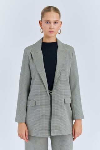 Langer Karo-Crêpe-Blazer
