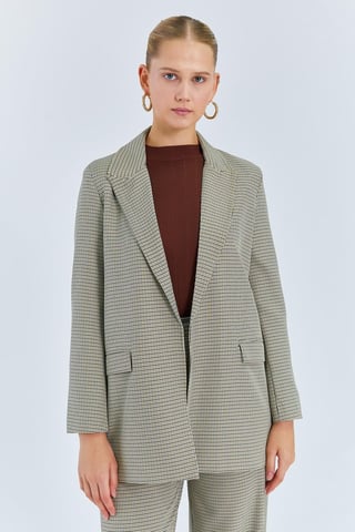 Langer Karo-Crepe-Blazer