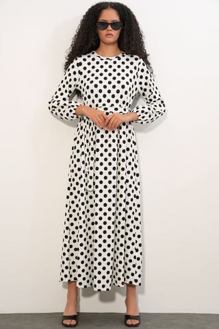 Blumen-Maxi-Strickkleid mit Crew-Neck und Schleifendetail