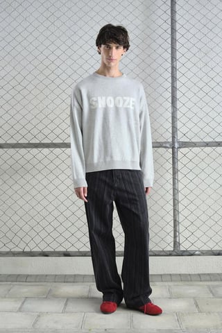 Herren Baumwoll Rundhals Sweatshirt mit Textdruck