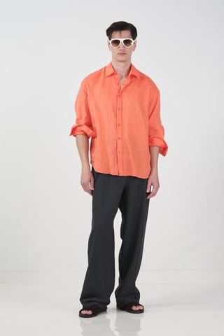 Herren Übergrößen Leinen-Overshirt