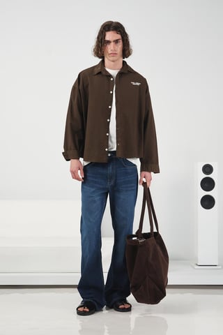 Herren Oversized Crop Baumwoll-Popeline-Hemd