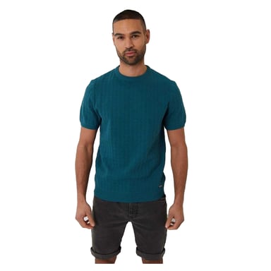Threadbare - T-Shirt für Herren, Rundhalsausschnitt, Mit Zopfmuster (Blau Grün)