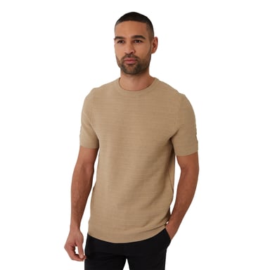 Threadbare - T-Shirt für Herren, Rippenstrick, Regulär (Beige)
