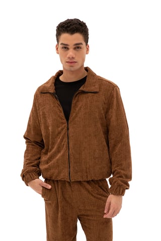 Herren-Sweatshirt aus Samt mit Reißverschluss vorne