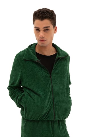 Herren Sweatshirt aus Samt mit Reißverschluss vorne