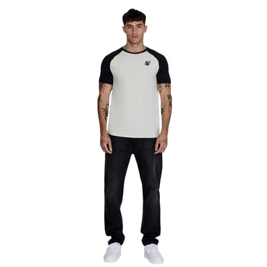 SikSilk - T-Shirt für Herren, Rundhalsausschnitt, Raglanärmel (Ecru/Schwarz)