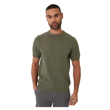 Threadbare - T-Shirt für Herren, Rundhalsausschnitt, Mit Zopfmuster (Dunkler Salbei)