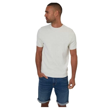 Threadbare - T-Shirt für Herren, Rundhalsausschnitt, Mit Zopfmuster (Ecru)