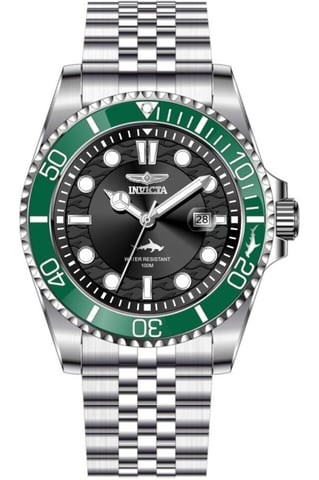Invicta Pro Diver 50806 Herrenuhr - Quarzwerk - Edelstahl mit schwarzem Zifferblatt - 43 mm