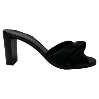 Saint Laurent Bianca Slide Sandalen aus schwarzem Leder