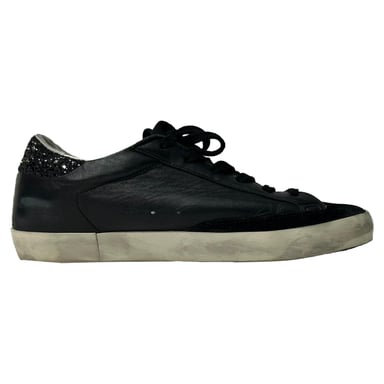 Golden Goose SuperStar Sneakers aus schwarzem Leder