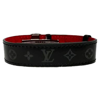 Louis Vuitton Rouge Mongram Eclipse Canvas Wendearmband mit Scharnier in schwarzem Leder