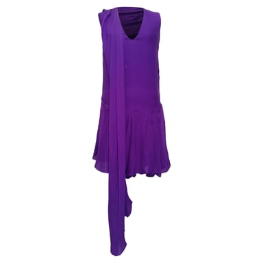 Dior Drapierte Akzent Minikleid aus Violett Chiffon
