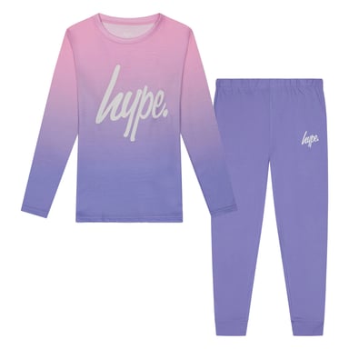 Girls Pyjama Set Kids Pink Pastel Fade Soft Sleepwear Lounge PJs