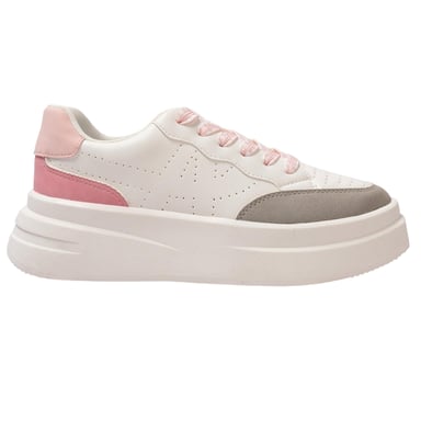 Kappa - "Ari" Sneaker für Damen, Plattform-Absatz (Weiß/Grau/Pink)