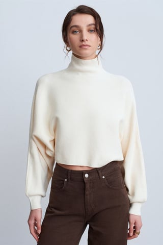 Damen Oversized verkürzter Rollkragenpullover