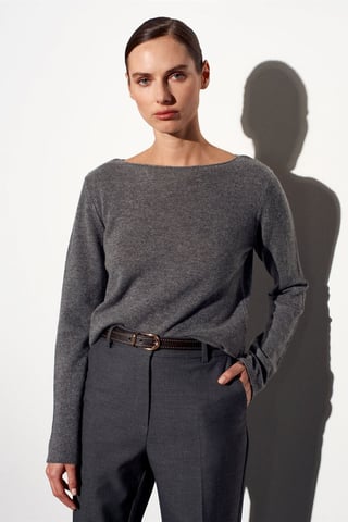 Kaschmerestrick-Pullover mit Bootsausschnitt