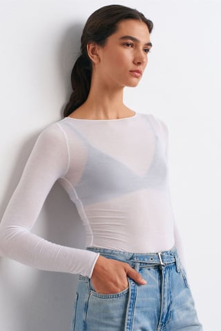 Schmale Passform Boot-Ausschnitt Langarm Strickbluse