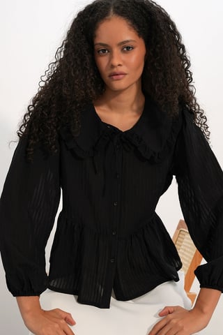 Damenbluse aus Viskose-Mischung mit Babydoll-Kragen