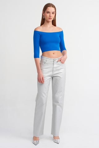 Damen Off-Shoulder Crop-Bluse