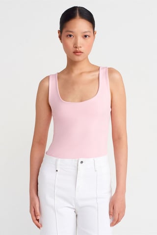 Ärmellose Slim-Fit Jersey-Bluse mit Quadrat-Ausschnitt