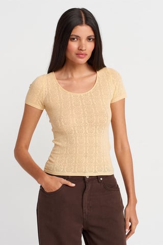 Schlanke Passform Rippstrick-Bluse mit Struktur