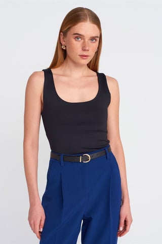 Ärmellose Slim-Fit Jersey-Bluse mit Quadrat-Ausschnitt