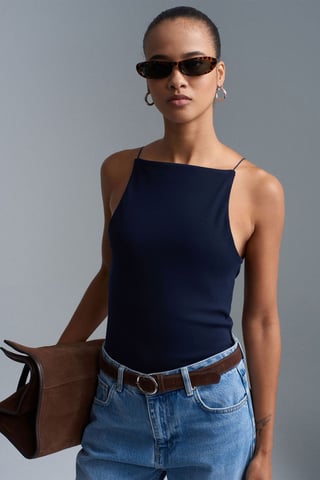 Slim-Fit Halterneck Jerseytop
